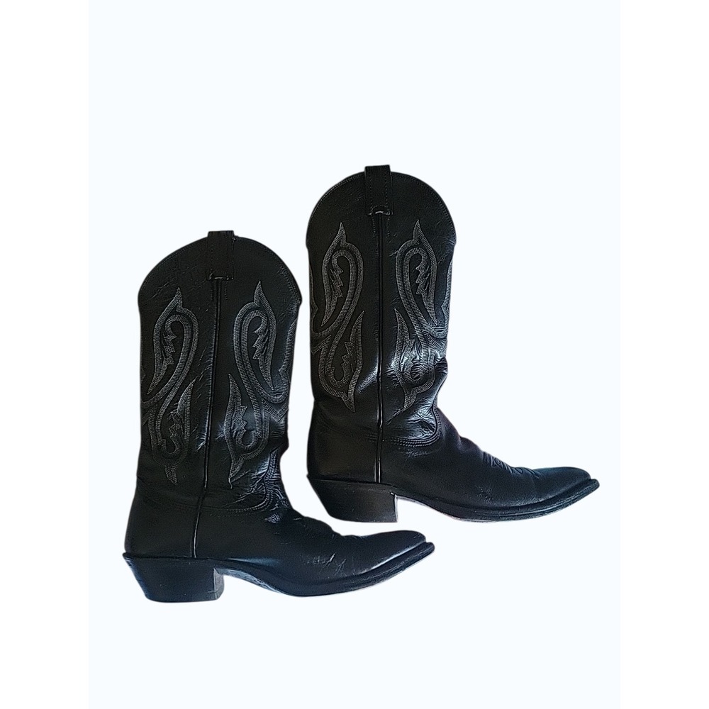 Nocona VTG Black Leather Cowboy‎ Boots - US  7.5B  (see description) unisex